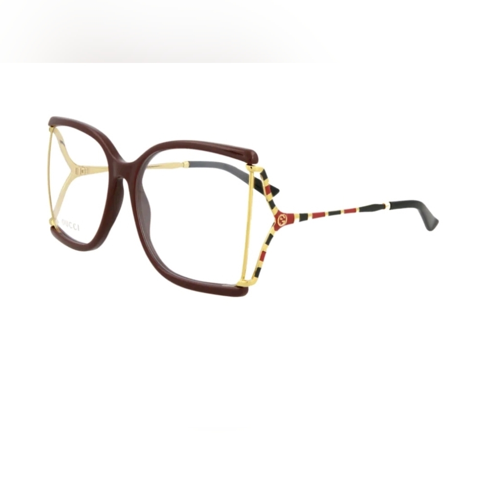 Women's Gucci Square/ Rectangle Burgundy Gold Fashion Designer Frames